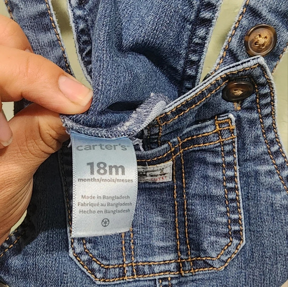 CARTER'S Stretchy Denim Overalls Sz 18m - Picture 7 of 8